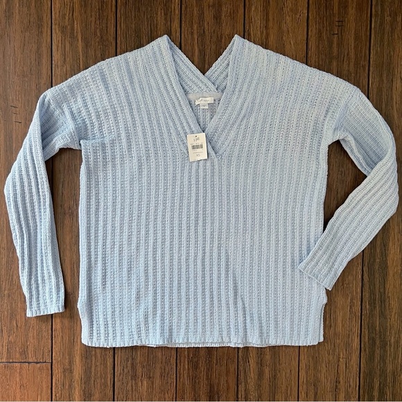 NWT J. Jill Chenille Knit Sweater Baby Powder Blue XS Coastal Grandma Boxy Chic - Picture 9 of 9